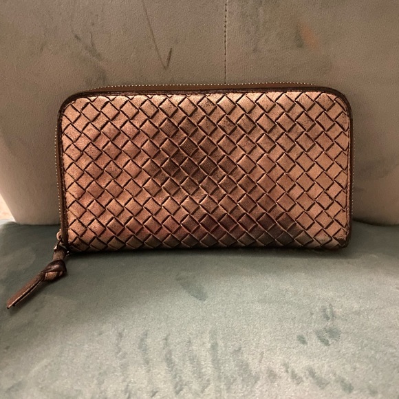 Bottega Veneta Intrecciato Leather Zip Around Wallet